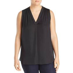 Vince Camuto Plus Shirred Sleeveless Top - Rich Black