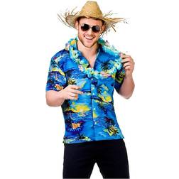 Wicked Costumes Hawaii Shirt met palmbomen blauw
