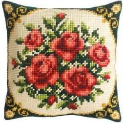 Vervaco Broderikit Kudde Röda rosor