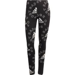 Adidas Women Sportswear Essentials Logo Allover Print Leggings - Black/White