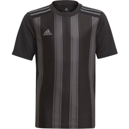 adidas Striped 21 Short Sleeve Jersey Kids - Black/Team Dark Grey