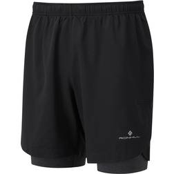 Ronhill Life 7" Twin Running Shorts Men - Black/Charcoal Marl