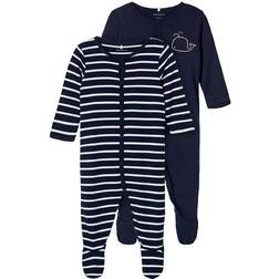 Name It Press Stud Nightsuit 2-pack - Blue/Dark Sapphire (13183449)