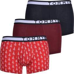 Tommy Hilfiger Logo Waistband Trunks 3-pack - Deep Rouge/Desert Sky/Mini Tree