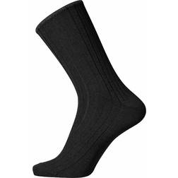 Egtved Wool No Elastic Rib Socks - Black