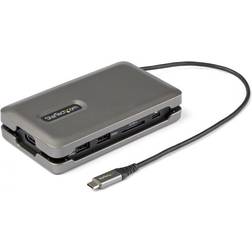 StarTech USB 3.2 C - 2xUSB 3.2 A/SD/MMC/USB C/HDMI/RJ45 Adapter M-F Space Gray 0.2m