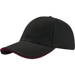 Atlantis Liberty Sandwich Heavy Brush 6 Panel Cap - Black/Red