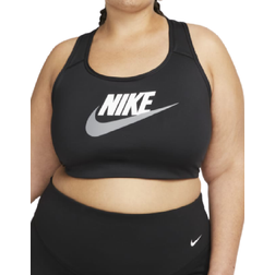 Nike Dri-FIT Swoosh Medium-Support Non-Padded Futura Graphic Plus Size Sports Bra - Black/Particle Grey