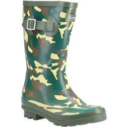 Cotswold Boys Innsworth Camo Wellington Boots - Green/Brown/Cream