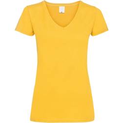 Universal Textiles Women's Value Fitted V-Neck Short Sleeve Casual T-shirt - Gold