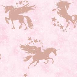 Unicorn Holden Kids Iridescent Unicorns Stars Metallic Wallpaper Pink/Rose Gold 90951