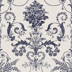 Laura Ashley Josette Midnight Wallpaper White