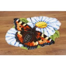 Vervaco Latch Hook Kit: Shaped Rug: Butterfly on Daisy, COTTON NA, 69 x 46cm