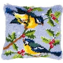 Vervaco Vervaco Winter Scene Blue Tits Latch HookCushion, Multi-Colour