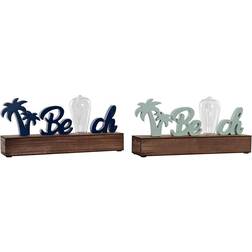 Dkd Home Decor Prydnadsfigur Beach LED Trä MDF (2 pcs) (34 x 8 x 16 cm) Dekorationsfigur