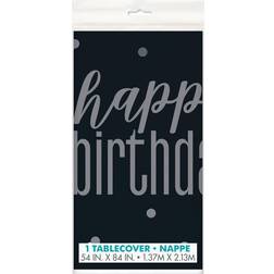 Unique Party 83583 Black Polka Dots Birthday Plastic Table Cover, 54" x 84" Disposable 1 Pc, Happy