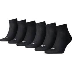 Puma Unisex Plain Quarter Socks 6-pack - Black
