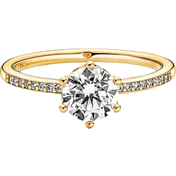 Pandora Sparkling Crown Solitaire Ring - Gold/Transparent