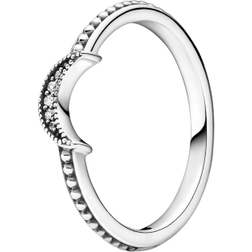 Pandora Crescent Moon Beaded Ring - Silver/Transparent