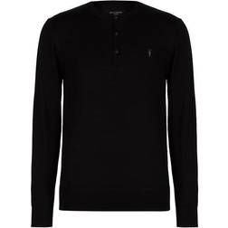 AllSaints Mode Merino Henley T-shirt - Black