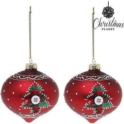 BigBuy Christmas Julgranskulor 8 cm (2 uds) Glas Röd