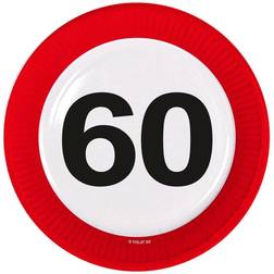 Folat 60th Birthday Traffic Sign Paper Plates 8 pieces