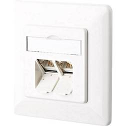 Metz Connect 130C381002-I Netværksstikdåse Planforsænket Indsats med centralplade og ramme CAT 6A 2 porte Klar hvid