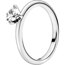 Pandora Heart Solitaire Ring - Silver/Transparent