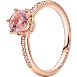 Pandora Sparkling Crown Solitaire Ring - Rose Gold/Pink/Transparent