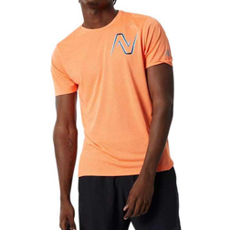 New Balance Graphic Impact Run Short Sleeve Men - Vibrant Orange Heather