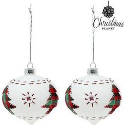 BigBuy Christmas BB Christmas-Bolas de Navidad 8 cm (2 uds) Cristal Blanco