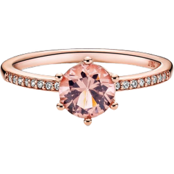 Pandora Sparkling Crown Solitaire Ring - Rose Gold/Pink/Transparent