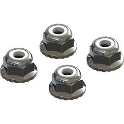 Arrma AR708008 Flanged Nyloc Locknut 4mm Silver (4)