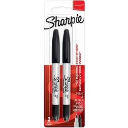 Sharpie Twin Tip permanente markers Fine & Ultra-Fine Points Sort 2 stk