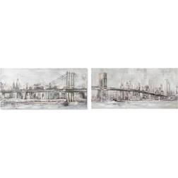 Dkd Home Decor Tavla Kanvas New York (2 pcs) (150 x 3.8 x 70 cm) Tavla