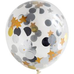 Folat Balloner med prikker og stjerner Konfetti 30cm 4 stk