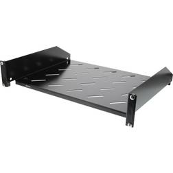 Deltaco TOTEN, 19" fixed shelf, 2U, 350mm deep, max 15kg