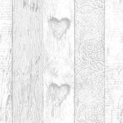 Fresco Plank Love Heart Wallpaper