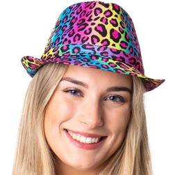 Folat Trilbyhatt Regnbågsfärgad Leopard