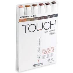 Touch Twin Brush Marker Wood Colors 6er Set