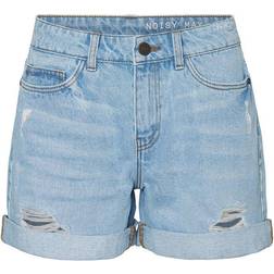 Noisy May Smiley Light Blue Denim Shorts - Bleu