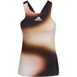 adidas Melbourne Tennis Printed Y-Tank Top Women - Black/Sandy Beige Met/White