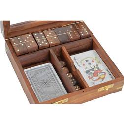 Dkd Home Decor Brætspil Sheesham Krystal Kobber Rosentræ (4 pcs) (17 x 17 x 5.5 cm)