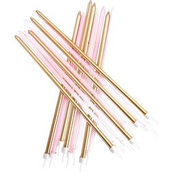 Creative Party Lys Lange med Holdere Pastelrosa og Guld 16-pak