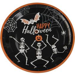 Joker Papperstallrikar Halloween Skelett 8-pack