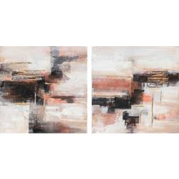 Dkd Home Decor Painting Abstract (90 x 2.4 x 90 cm) (2 pcs) Framed Art