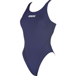 Arena Women's Solid Swim Tech High Swimsuit - Navy/White