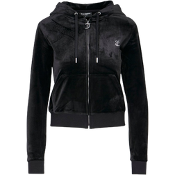 Juicy Couture Classic Velour Diamante Robertson Zip Hoodie - Black