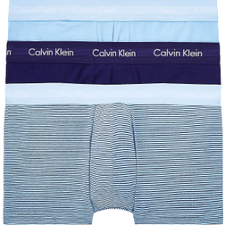 Calvin Klein Cotton Stretch Low Rise Trunks 3-pack - Hortensia Blue/Stripe/Purple Fuss