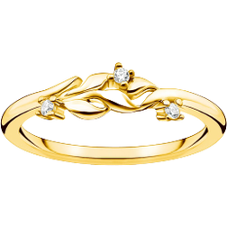 Thomas Sabo Charm Club Leaves Ring - Gold/Transparent